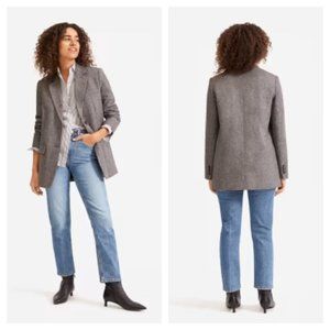 Everlane Wool Blend The Oversized Blazer Women's Gray Herringbone Size 14
